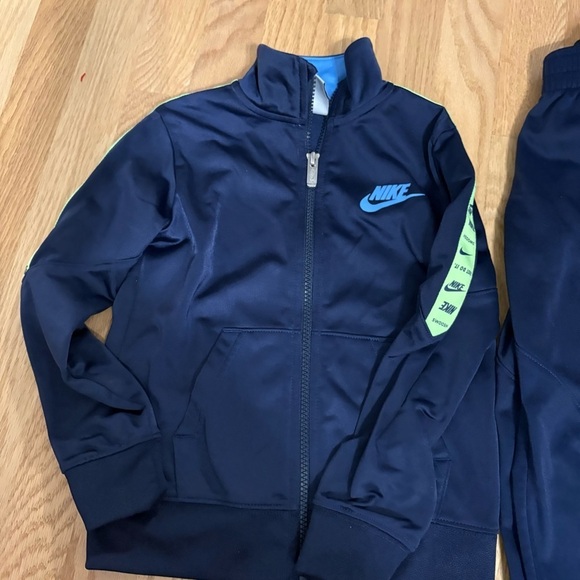 Nike Navy Blue Neon Green Tracksuit Futura Tricot Sz 4 Sweatshirt Jacket Pants - Picture 3 of 7